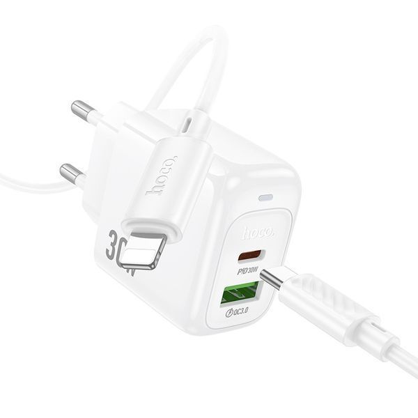 МЗП Hoco CS55A Surplus PD30W+QC3.0 (1USB-A/1C) + кабель Type-C to Lightning 75204 фото
