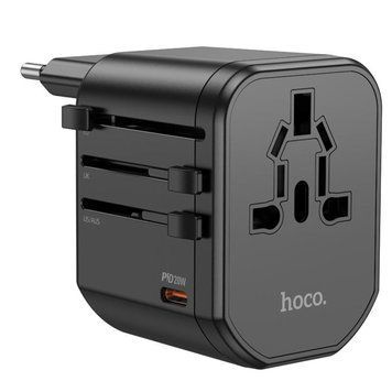 Мережевий універсальний перехідник Hoco AC15 Walker PD20W+QC3.0 (2USB-A/1C) (EU) 84994 фото