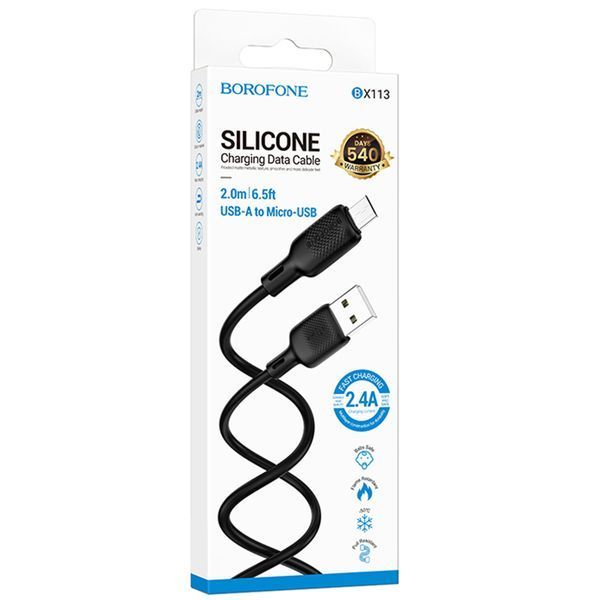 Дата кабель Borofone BX113 Lenny USB to MicroUSB 2.4A (2m) 86389 фото