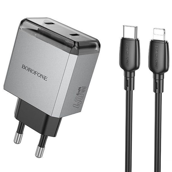 МЗП Borofone BN21 Lena PD40W+QC3.0 (2USB-C) + кабель Type-C to Lightning 81982 фото