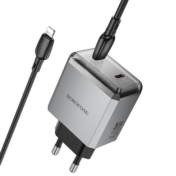 МЗП Borofone BN21 Lena PD40W+QC3.0 (2USB-C) + кабель Type-C to Lightning 81982 фото