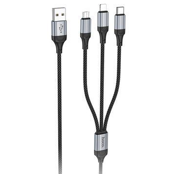Дата кабель Hoco X102 Fresh 3in1 USB to Lightning /MicroUSB/Type-C 2.4A (1m) 74161 фото