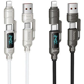Дата кабель Hoco U152 Fortune 4in1 Type-C to Lightning/Type-C to USB 240W (1.2m) 85055 фото