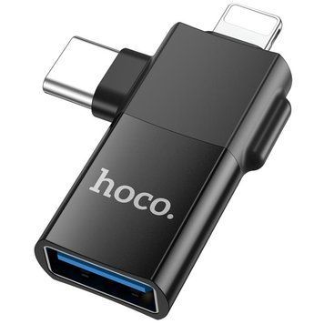 Перехідник Hoco UA17 2in1 Lightning Male/Type-C Male to USB female 77112 фото